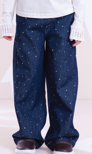 Calça Infantil Reta Jeans Cristais - Pituchinhus