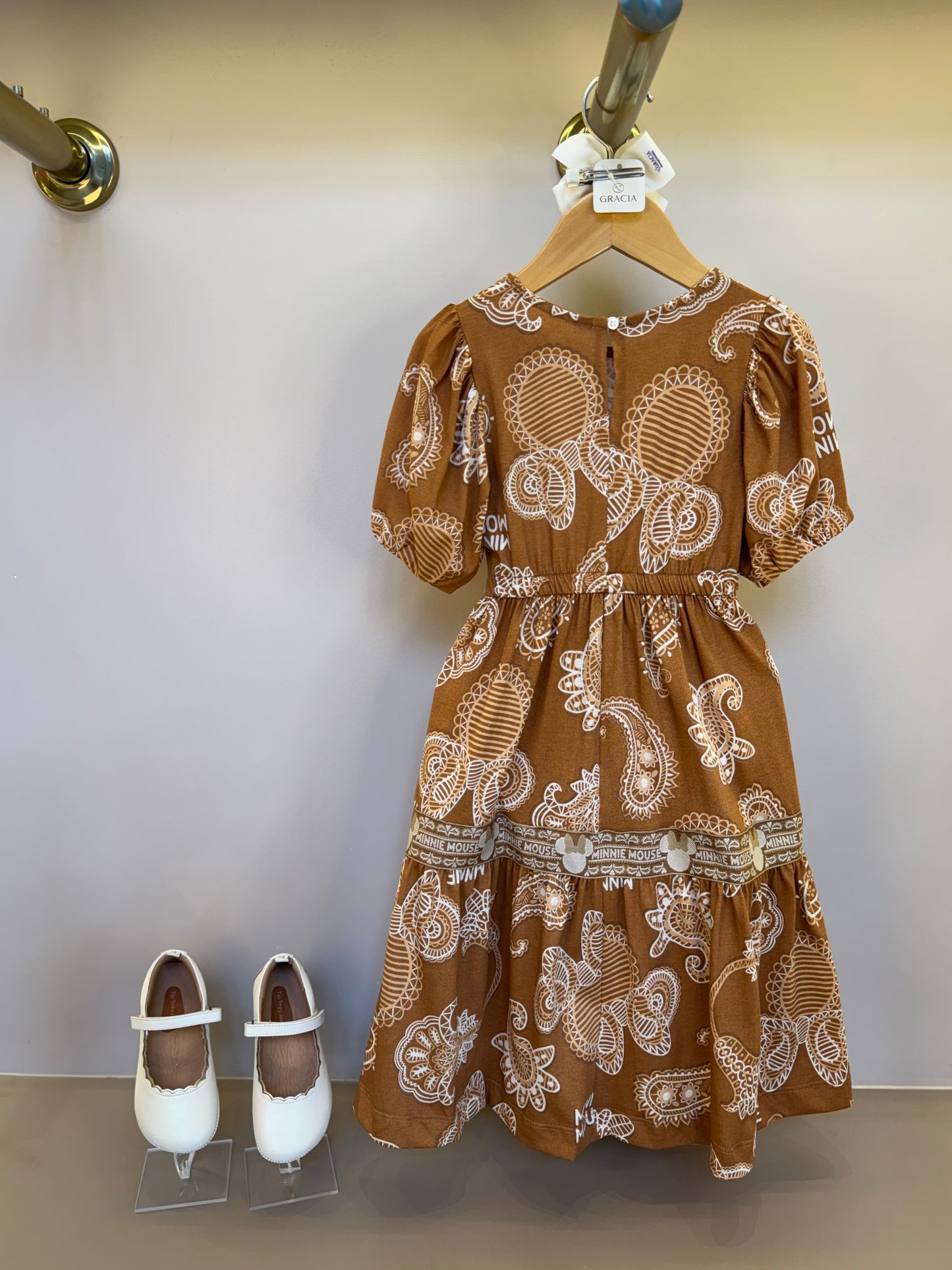 Vestido Infantil Midi Minnie Paisley Manga Princesa - Animê