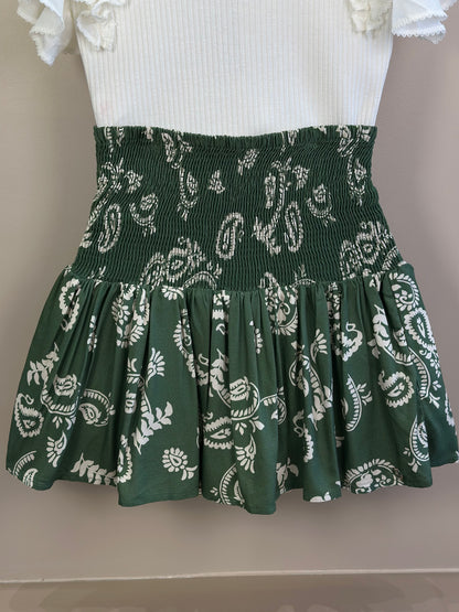 Conjunto Teen Blusa Babados Mangas Voil e Saia Viscose Verde Oliva - Two In