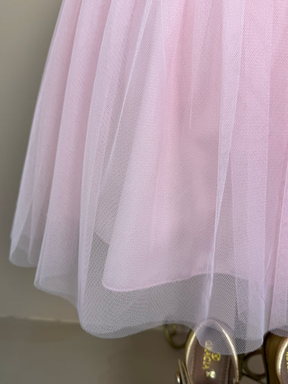 Vestido Infantil Bordado Saia Em Tule Rosa - Petit Cherie
