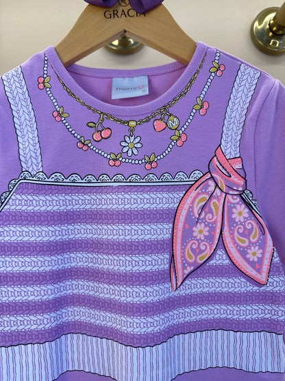 Vestido Infantil Estampa Tricot e Lenço - Momi