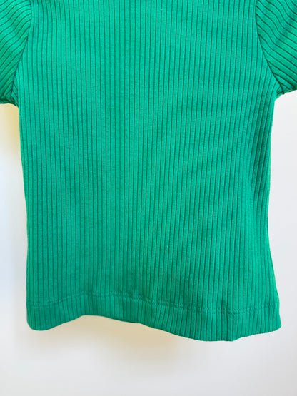 Conjunto Infantil Blusa Canelada Essentials e Saia Tweed Xadrez Verde -Animê