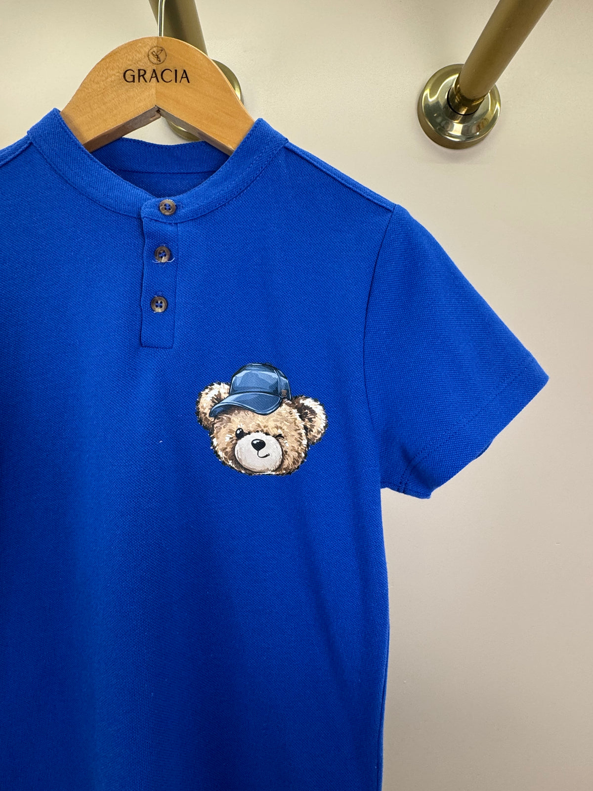 Polo Infantil Piquet Teddy Fofo Azul Klein - Dame