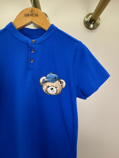 Polo Infantil Piquet Teddy Fofo Azul Klein - Dame