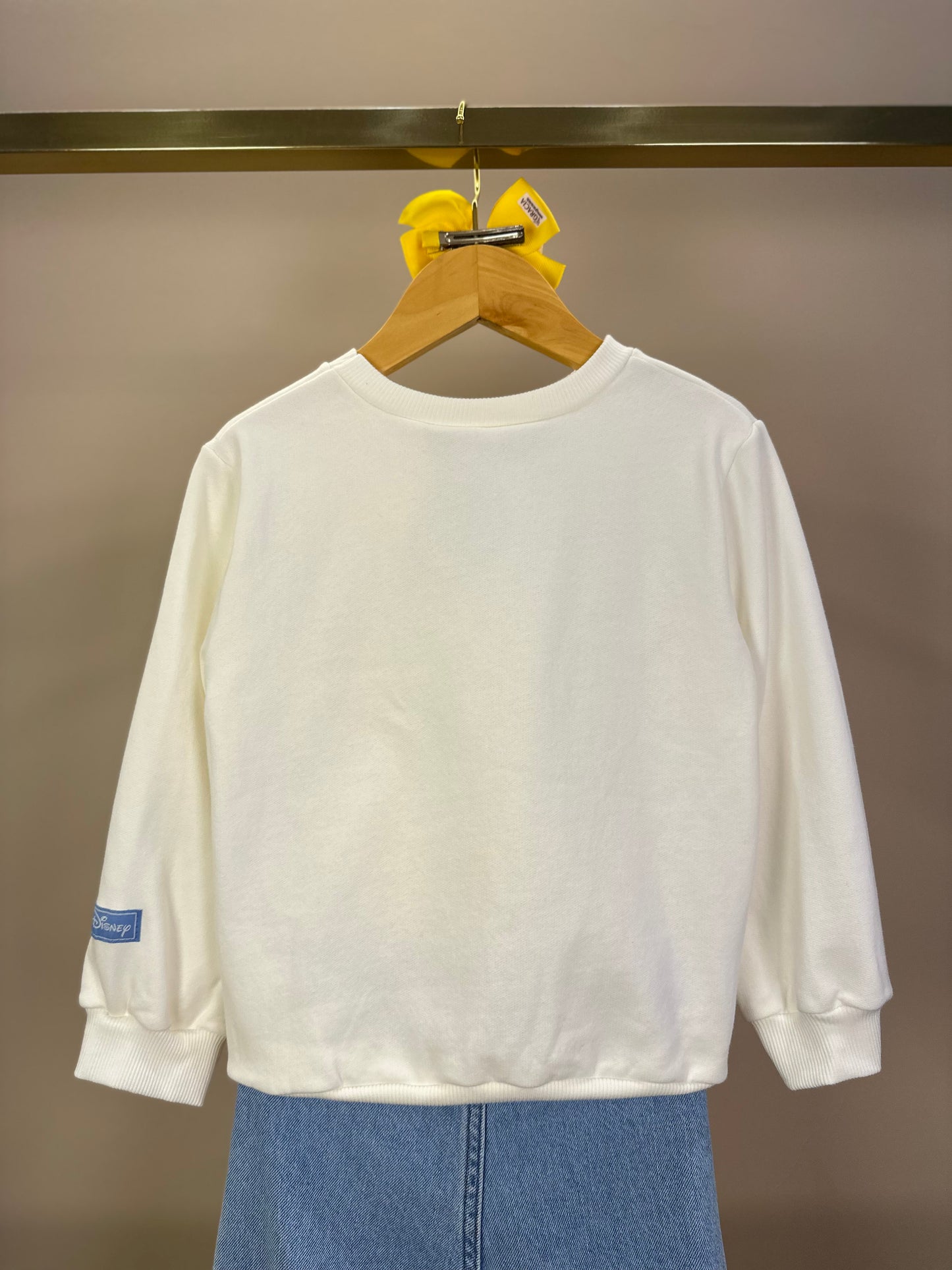 Conjunto Infantil Feminino Casaco Moletom Ursinho Pooh Pérola com Calça Jeans Bordada Flores - Momi