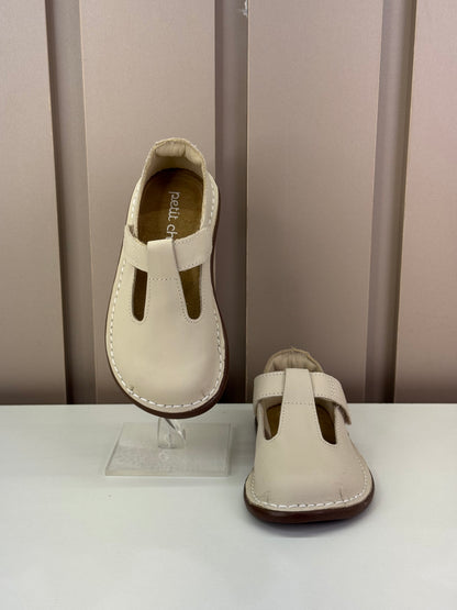 Sapato Infantil Couro Colegial Creme - Petit Cheval