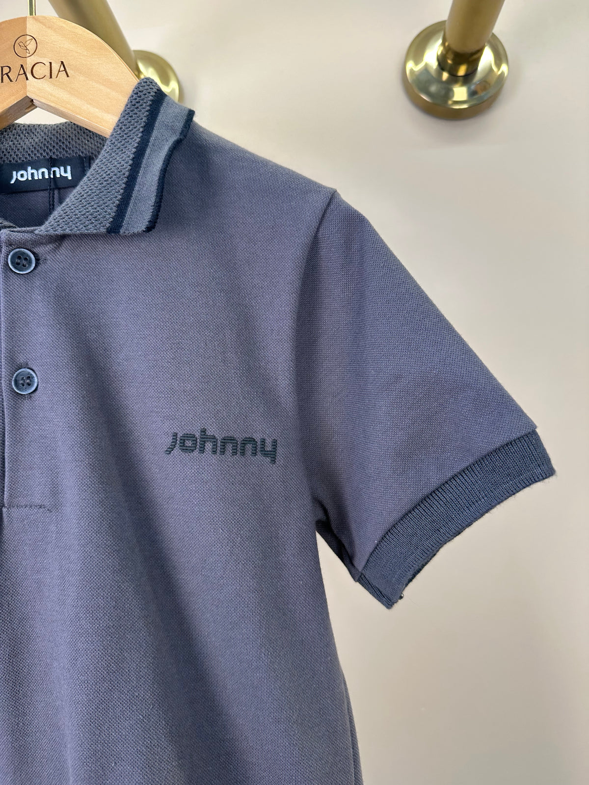 Camisa Polo Piquet Johnny Cinza - Little Johnny