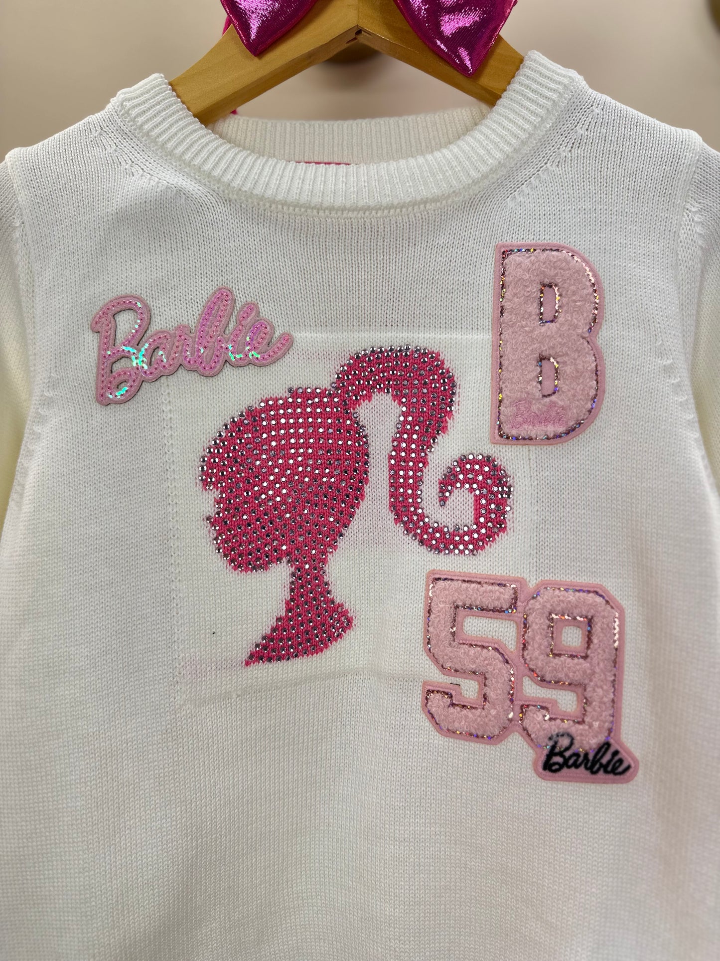 Blusa Infantil Tricot Silhouette Barbie Off White - Pituchinhus