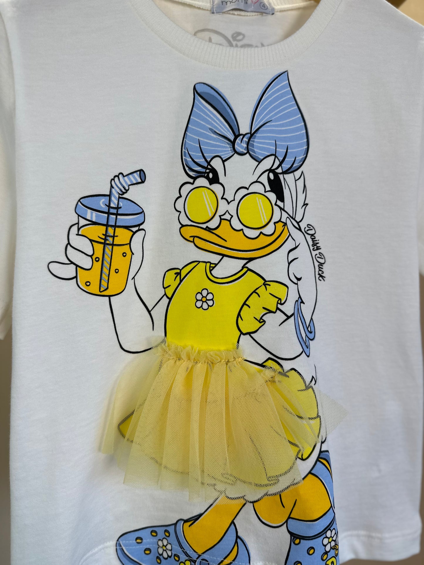 Conjunto Infantil Blusa Daisy Vestido Babadinho e Shorts Jeans Apliques Florzinhas - Momi