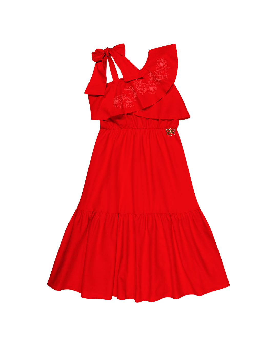 Vestido Infantil Algodão Babados Vermelho - Charpey