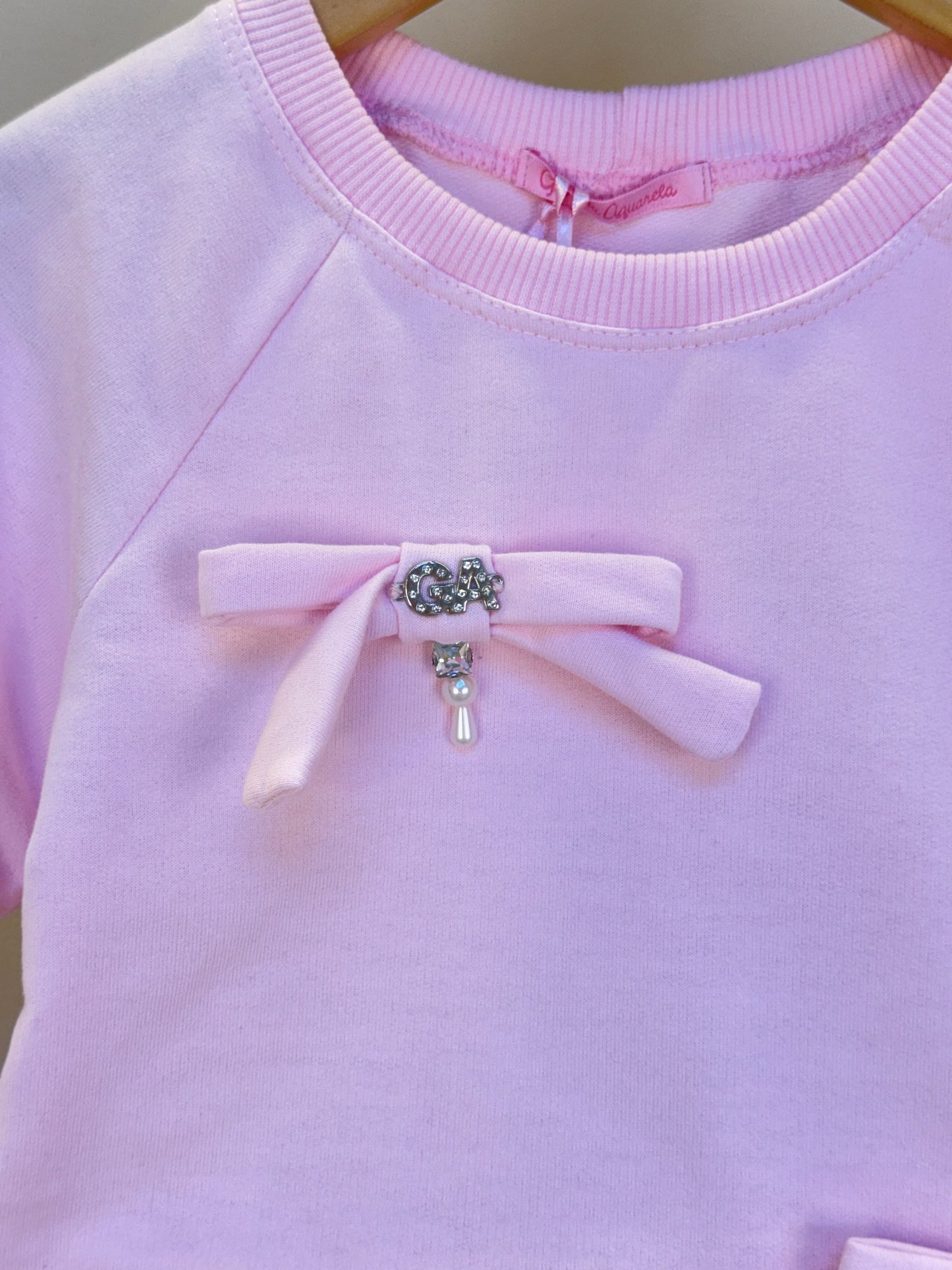 Conjunto Infantil Blusa e Shorts Comfy com Laços Rosa - Gabriela Aquarela