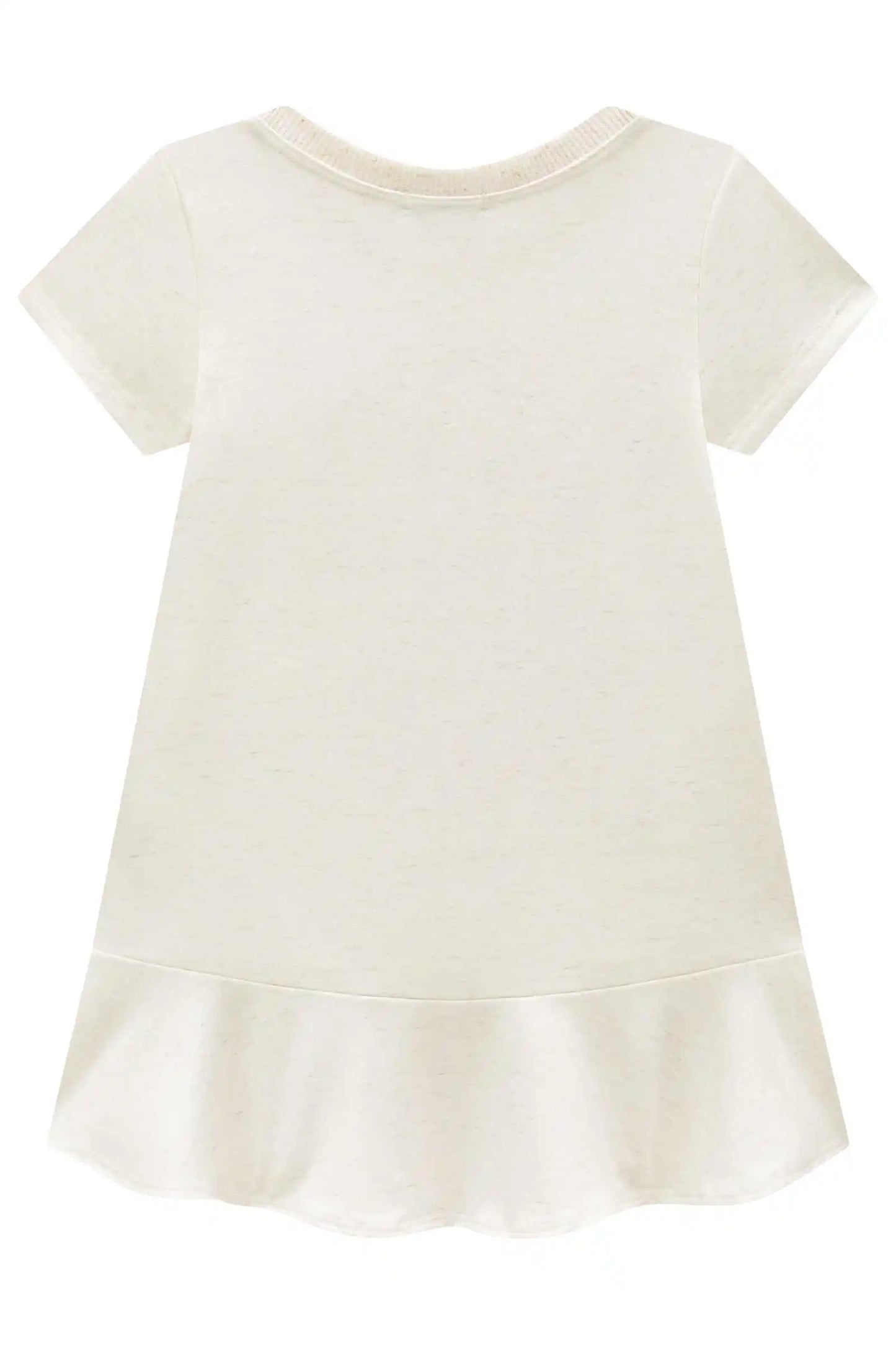 Vestido Infantil Molecotton Algodão Ursinha Flores Bege Claro - Infanti