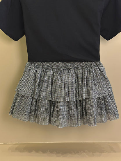 Conjunto Teen Camiseta Oversized e Saia Tule Lurex Plissada Preto - Two In