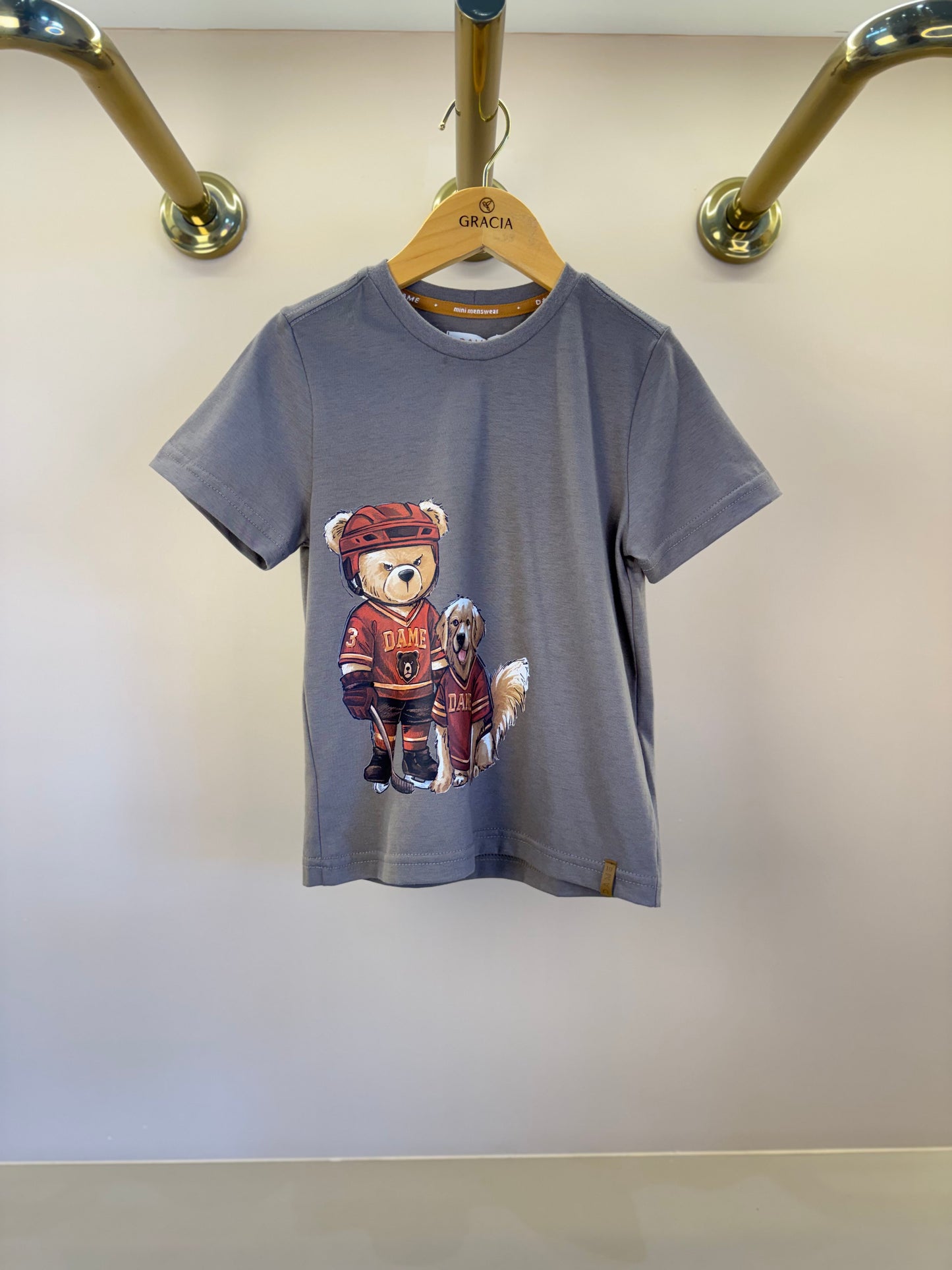 Camiseta Infantil MC Teddy Hockey Marrom - Dame