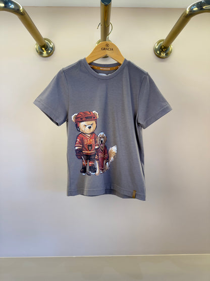 Camiseta Infantil MC Teddy Hockey Marrom - Dame