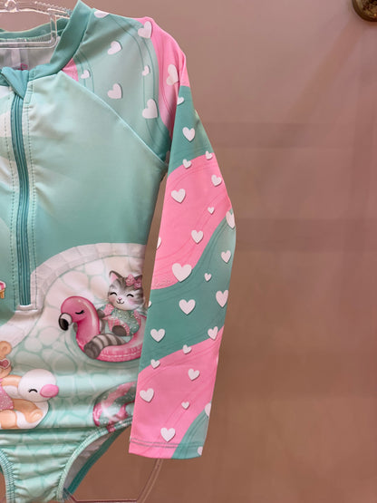 Maiô Infantil Bichinhos Corações - Infanti