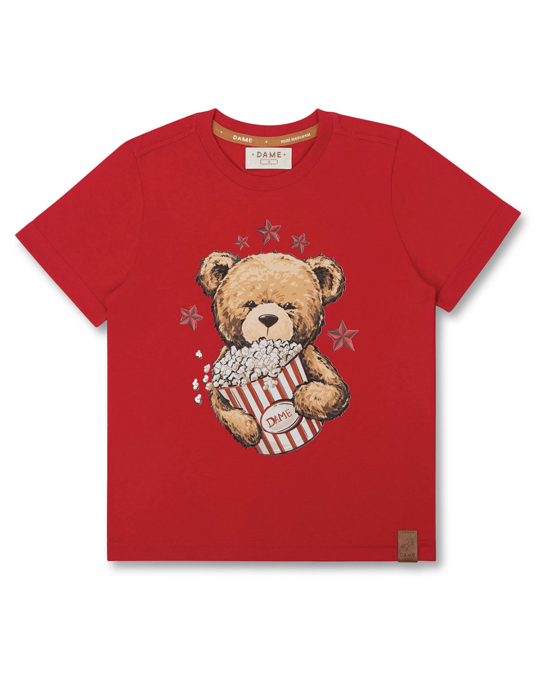 Conjunto Infantil Camiseta Teddy Pipoca e Bermuda Bolsos Cargo Bege - Dame