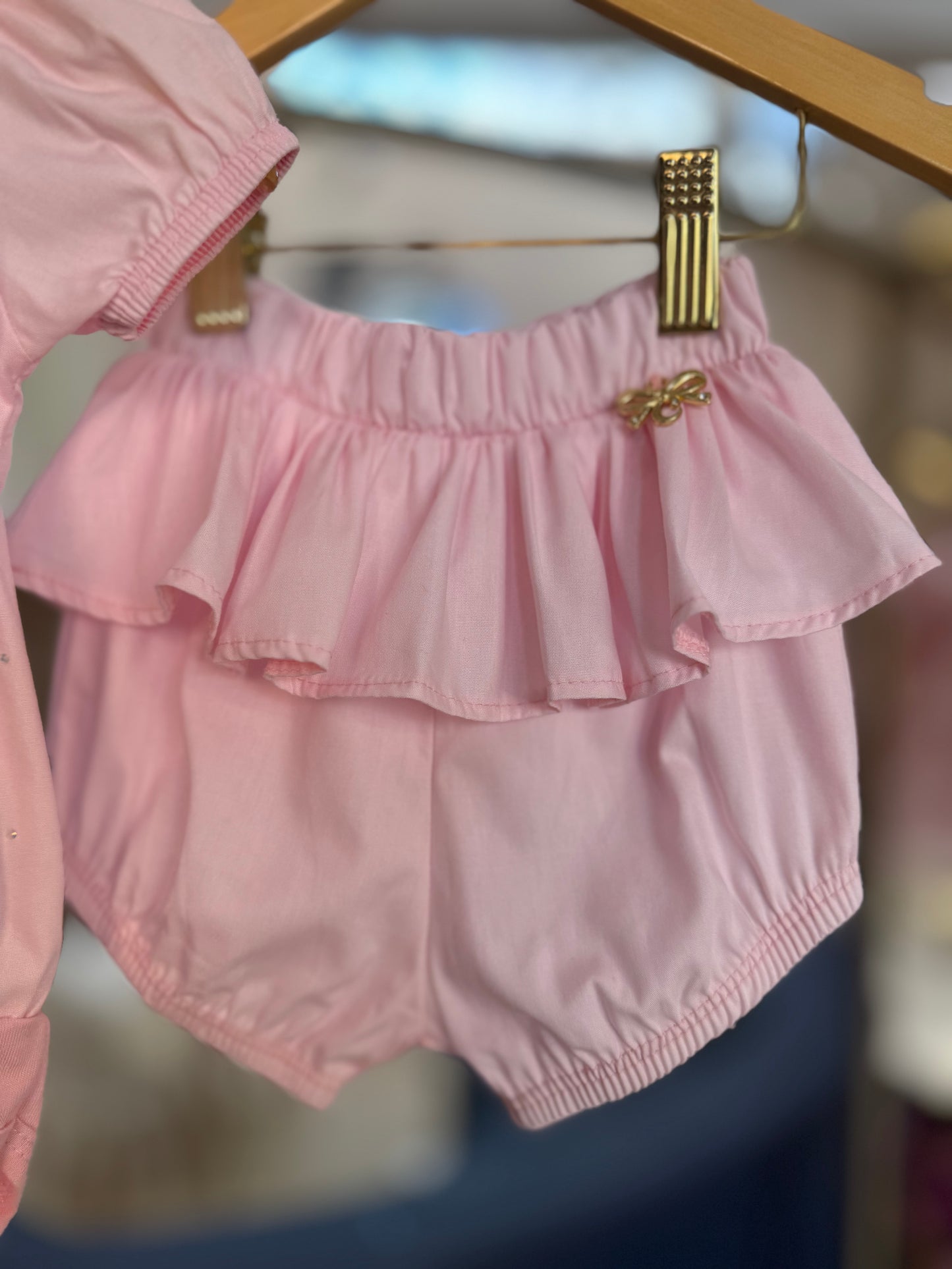 Conjunto Bebê Body e Shorts Algodão Aplicações Strass - Charpey