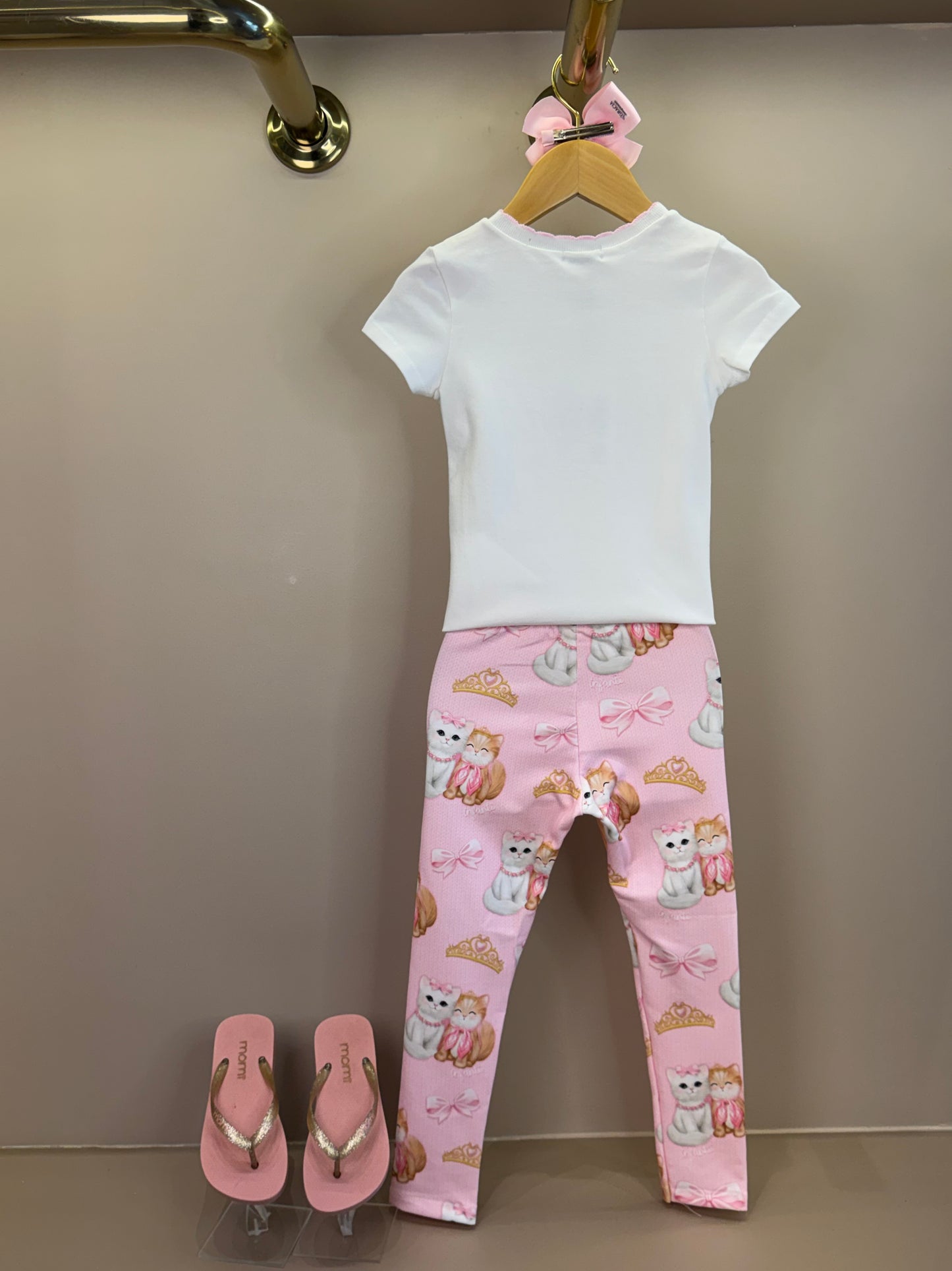 Conjunto Infantil Blusa Puppy And Kitten e Calça Estampada Rosa Claro - Infanti