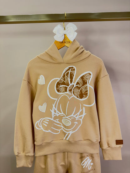 Conjunto Infantil Blusa de Moletom Minnie Laço Paisley e Calça de Moletom Minnie - Animê