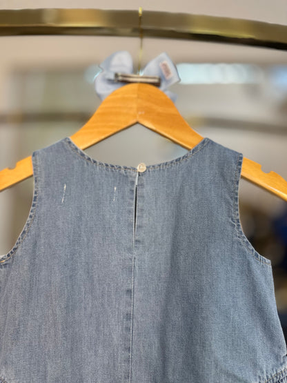 Conjunto Infantil Blusa Babado e Calça Jeans Lacinhos Bordados - Pituchinhus