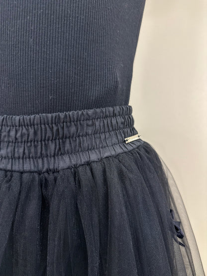Conjunto Infantil Regata Lacinho Bordado e Saia-shorts Tule Lacinhos Veludo Preta - Pituchinhus