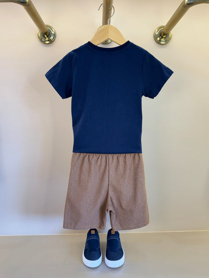Conjunto Infantil Camiseta Algodão Ursinho e Bermuda Cotton Jeans - Little Johnny