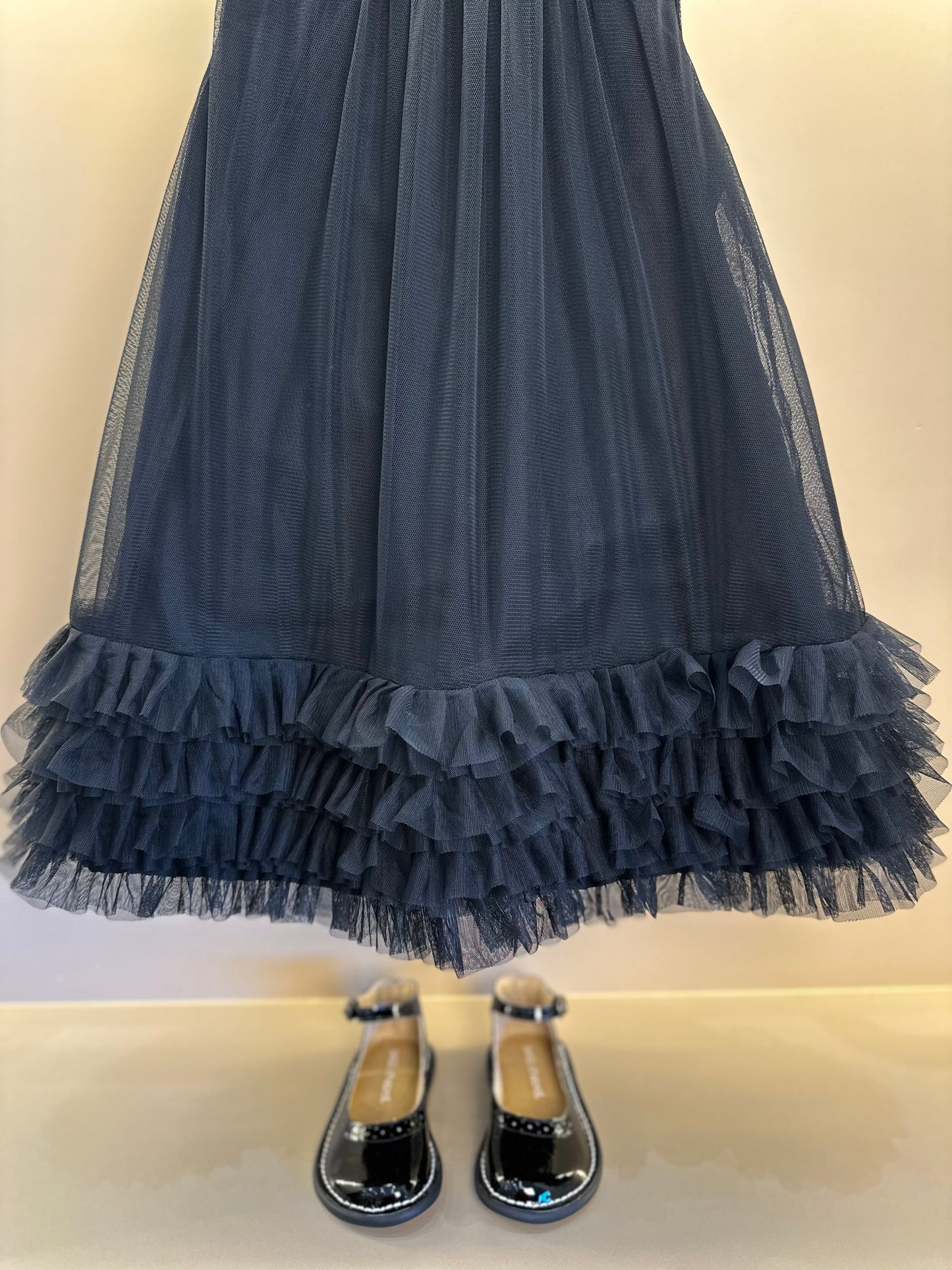 Vestido Infantil Tule Babado Bordado Barra Preto - Animê