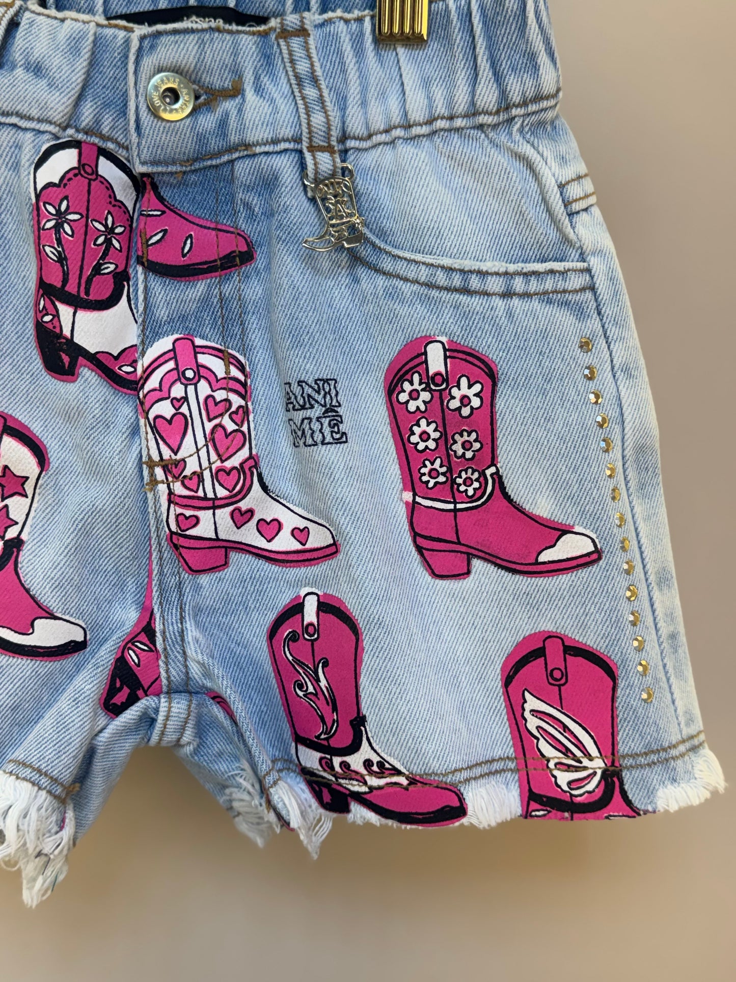 Shorts Jeans Infantil Botas - Animê