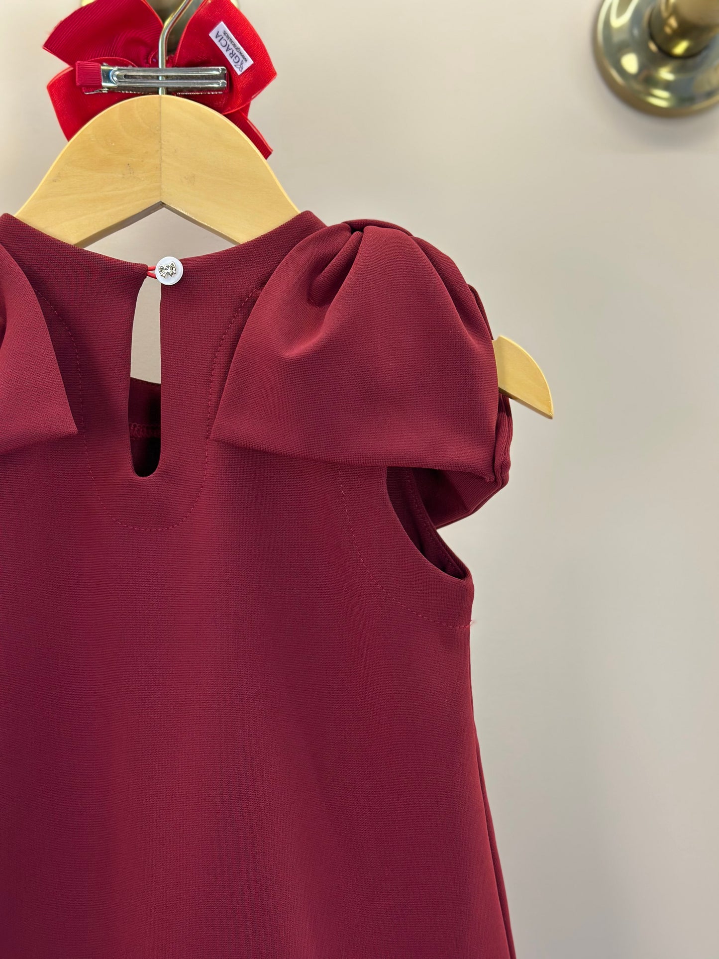 Vestido Infantil Jumper Algodão Manga Laço Vermelho - Beabá