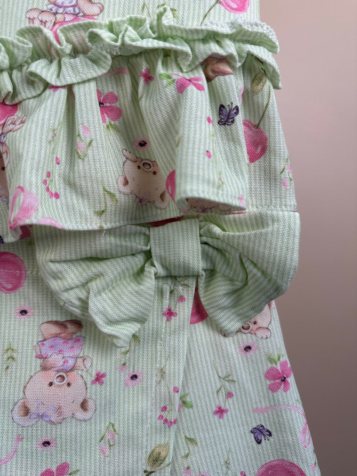 Conjunto Infantil Verde Estampado Blusa Babadinhos e Shorts Saia - Petit Cherie