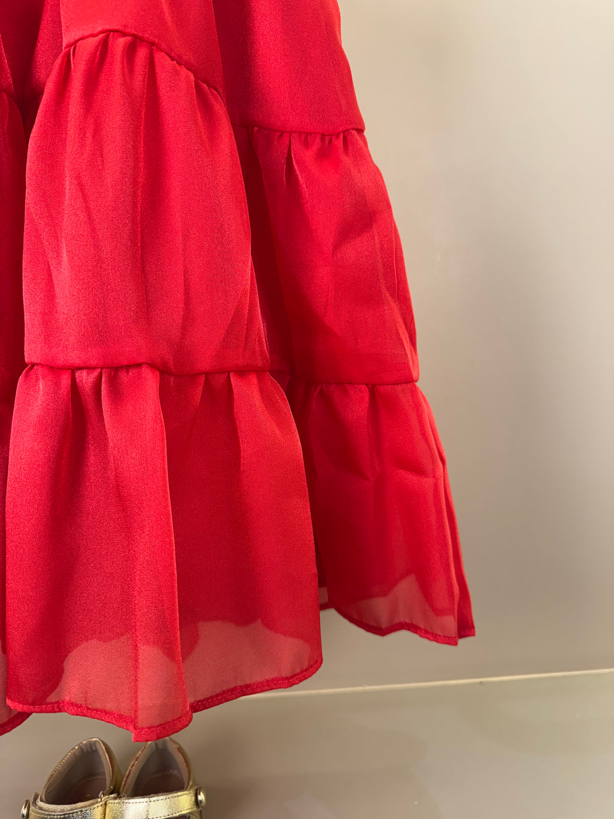 Vestido Infantil Bordado Alça Fina Vermelho - Petit Cherie