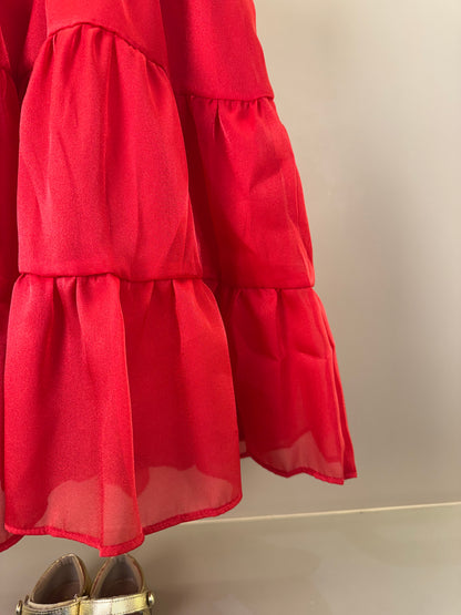Vestido Infantil Bordado Alça Fina Vermelho - Petit Cherie