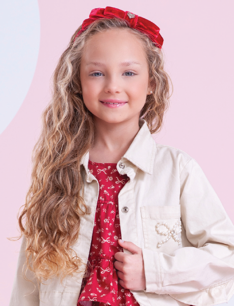 Conjunto Infantil Jaqueta Laços Bordados e Saia-shorts Babadinho Bege - Pituchinhus PRÉ-VENDA