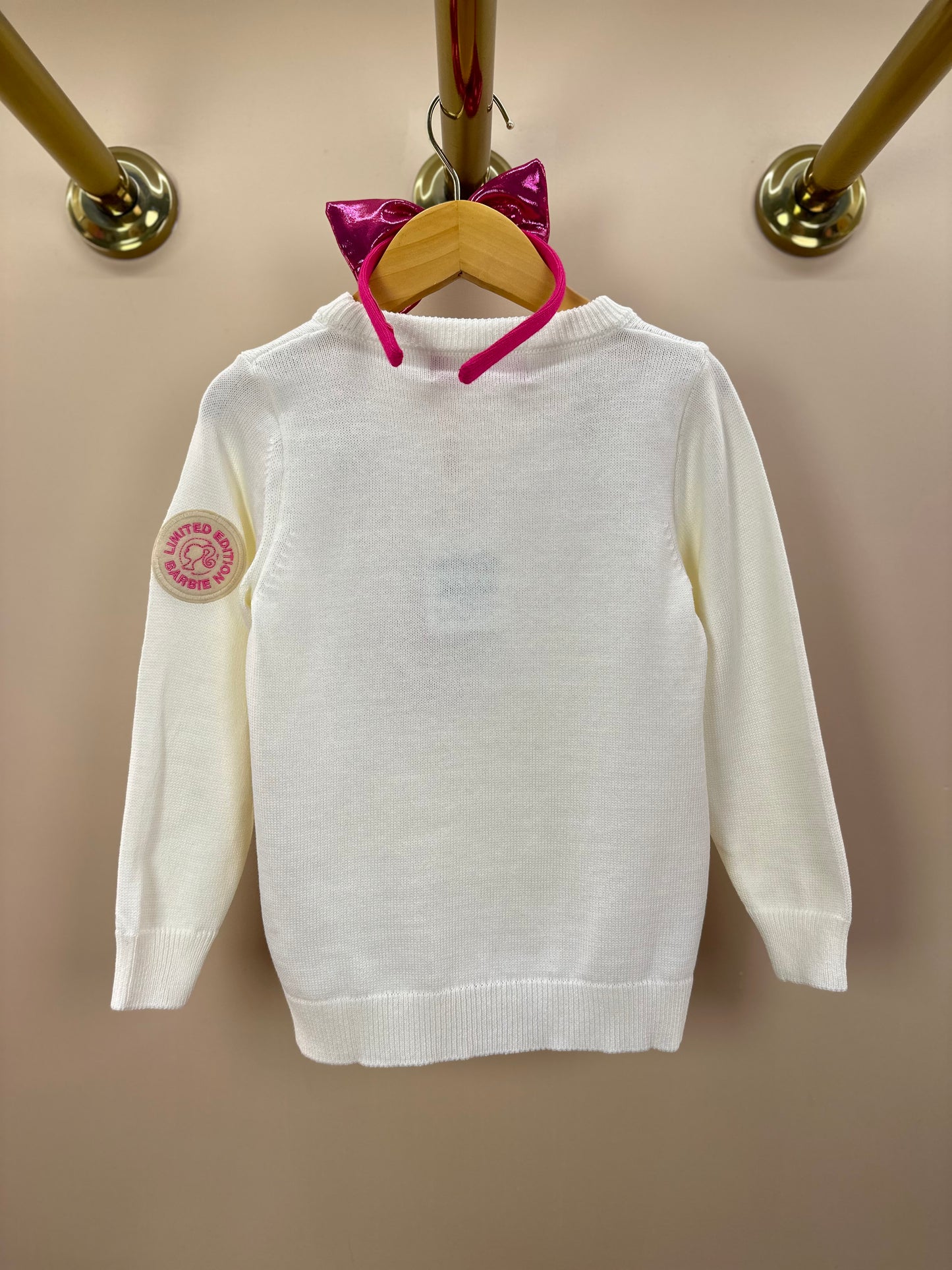 Blusa Infantil Tricot Silhouette Barbie Off White - Pituchinhus