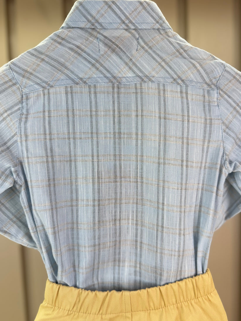 Camisa-Body Bebê Algodão Xadrez ML Azul - Dame