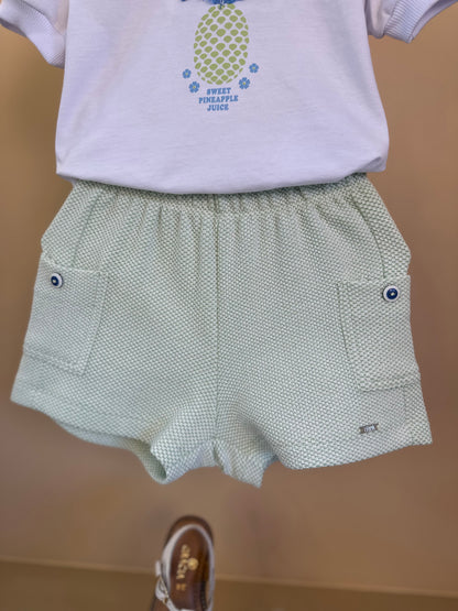 Conjunto Infantil Blusa Abacaxi Bordado e Shorts Bolsos - Beabá