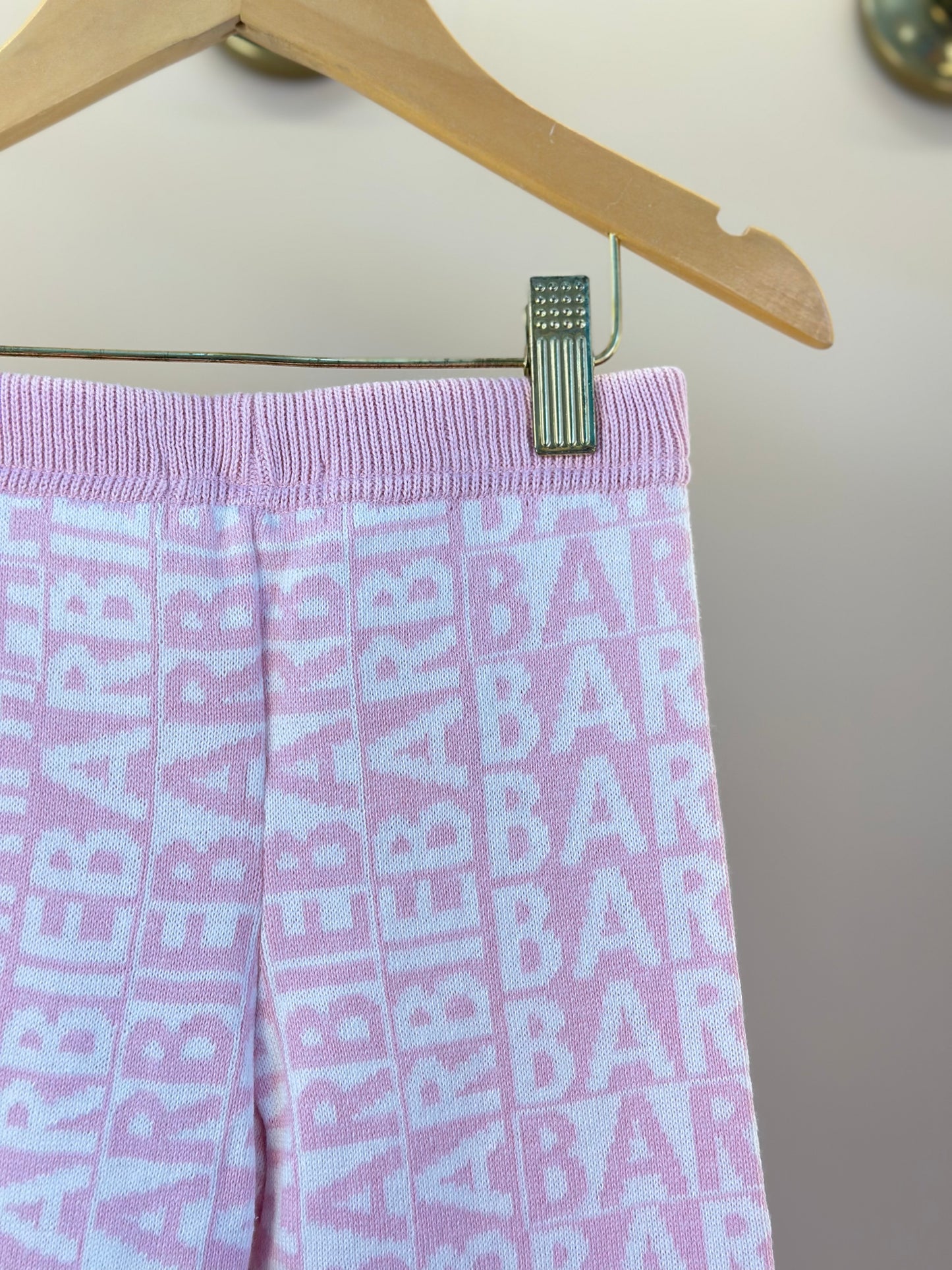 Calça Infantil Tricot Flare Jacquard Patche Barbie Sugar Rose - Pituchinhus