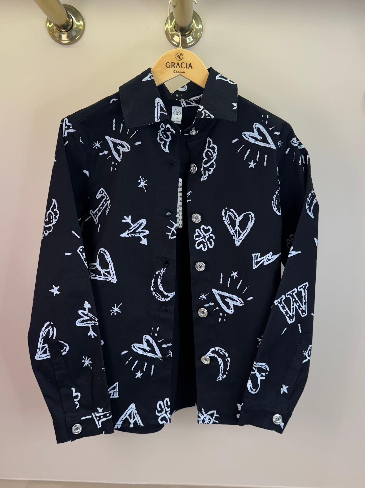 Jaqueta Teen Oversized Sarja Stars Preto - Two In