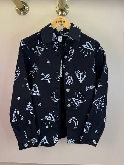Jaqueta Teen Oversized Sarja Stars Preto - Two In