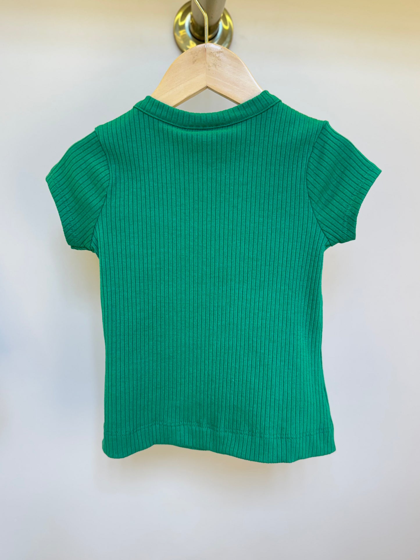 Conjunto Infantil Blusa Canelada Essentials e Saia Tweed Xadrez Verde -Animê