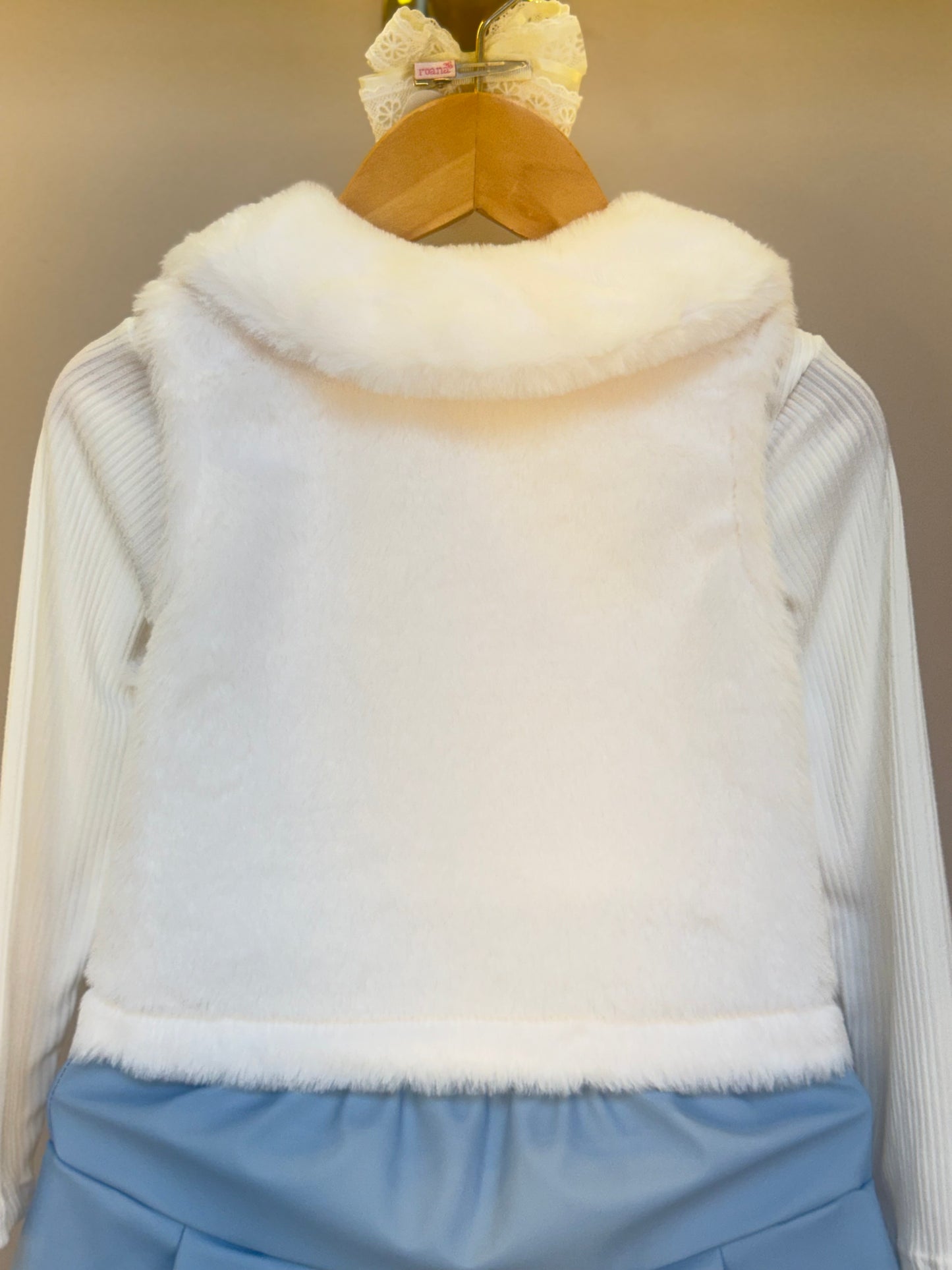 Conjunto infantil Blusa com Colete e Saia Like Leather Azul - Gabriela Aquarela