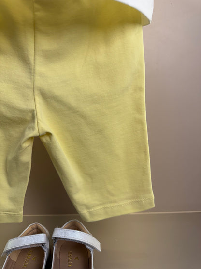 Conjunto Infantil Blusa Summer e Shorts Legging Amarelo - Momi
