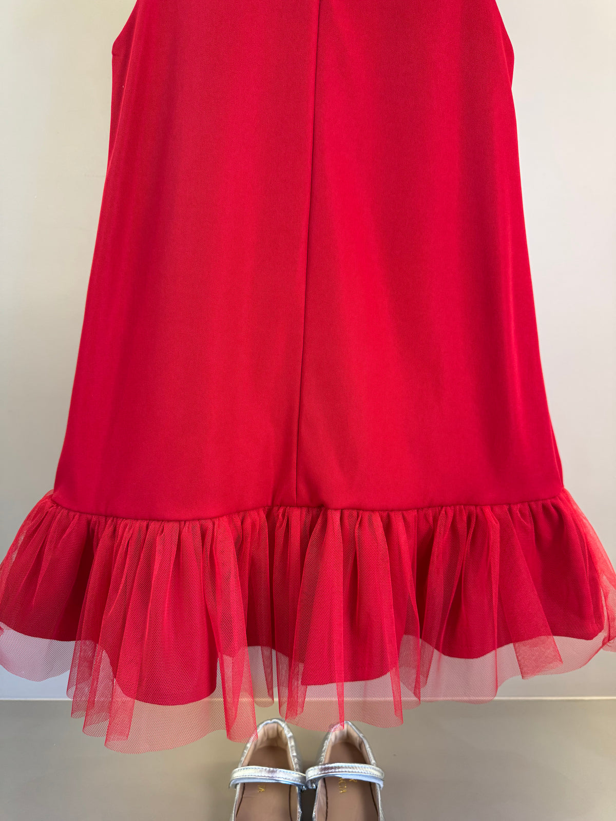 Vestido Infantil Laço Lateral Barra Em Tule Vermelho - Mon Sucre