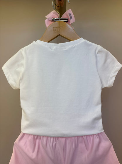 Conjunto Infantil Blusa Carrossel Shorts Babado Rosa - Petit Cherie