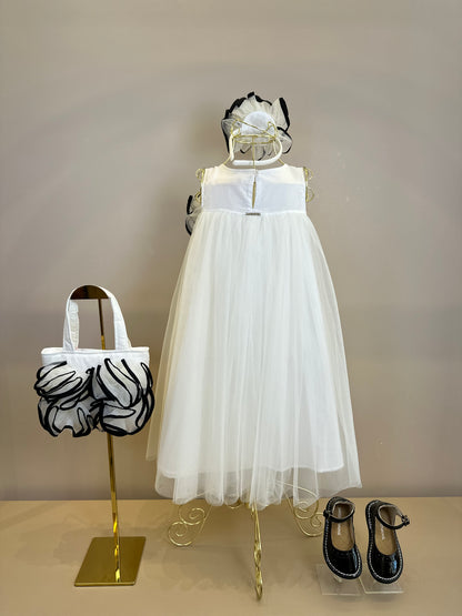 Vestido Infantil Tule Max Flor Bicolor - Pituchinhus