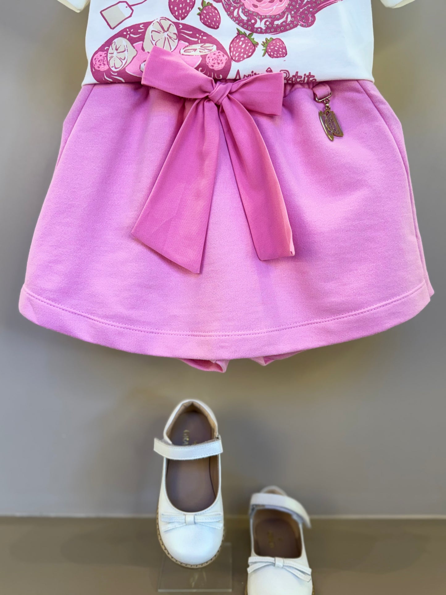Conjunto Infantil Blusa Tea Party e Shorts Rosa Girly - Animê Petite PRÉ-VENDA