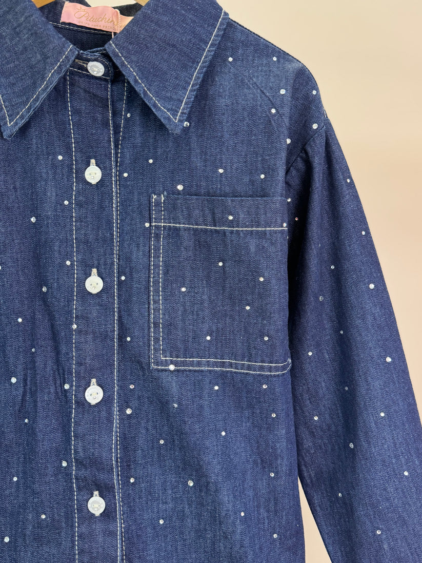 Camisa Infantil Jeans Cristais  - Pituchinhus