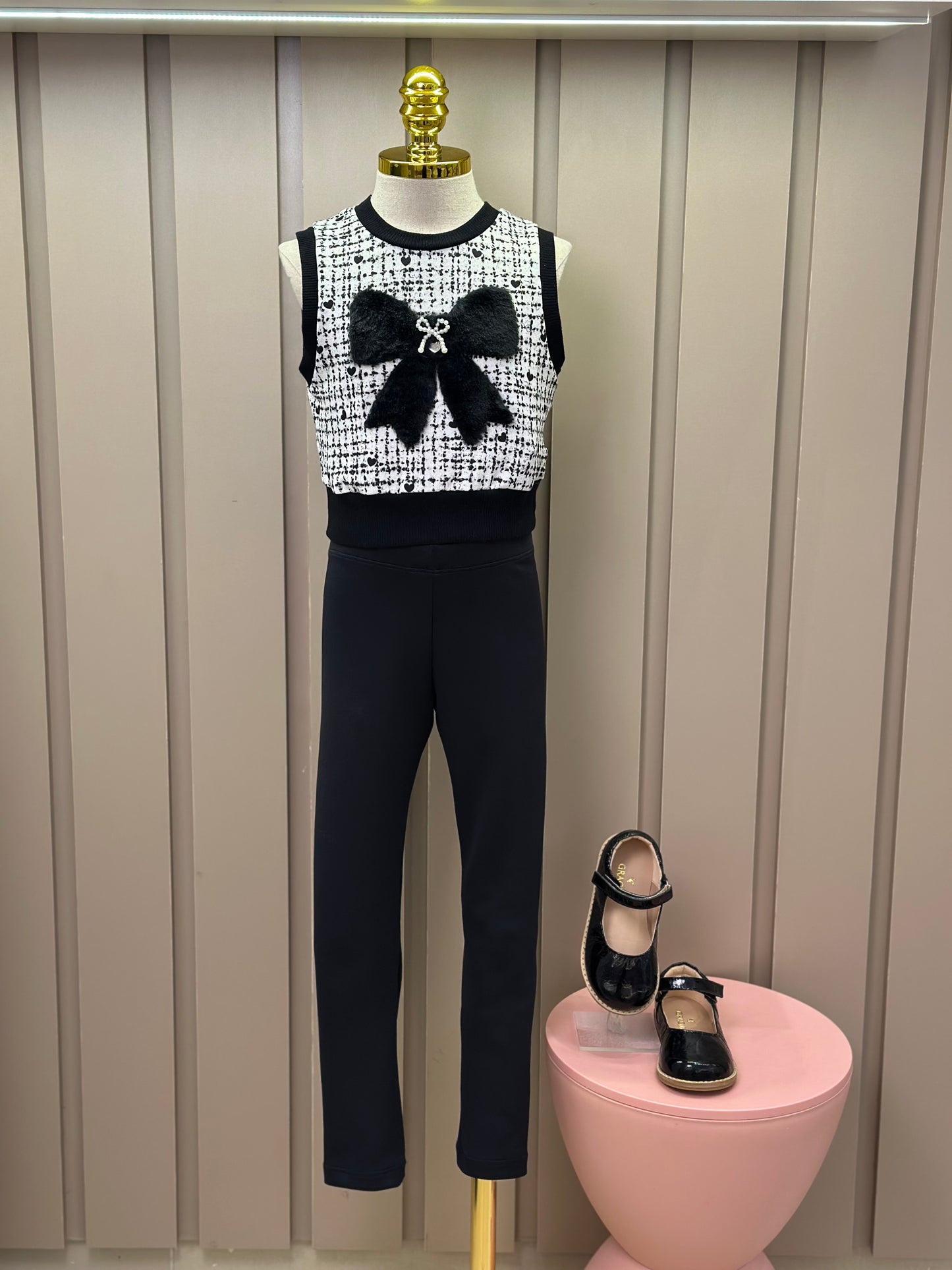 Conjunto Infantil Trio Blusa Comfy, Colete Tweed Molecotton e Legging Fly Tech Preta  - Infanti