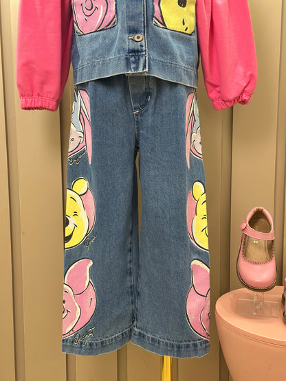 Conjunto Infantil Jaqueta Jeans Moletom Pooh e Calça Jeans Pooh - Animê Petite